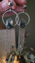 Moss Agate Chandelier Ear Jackets
