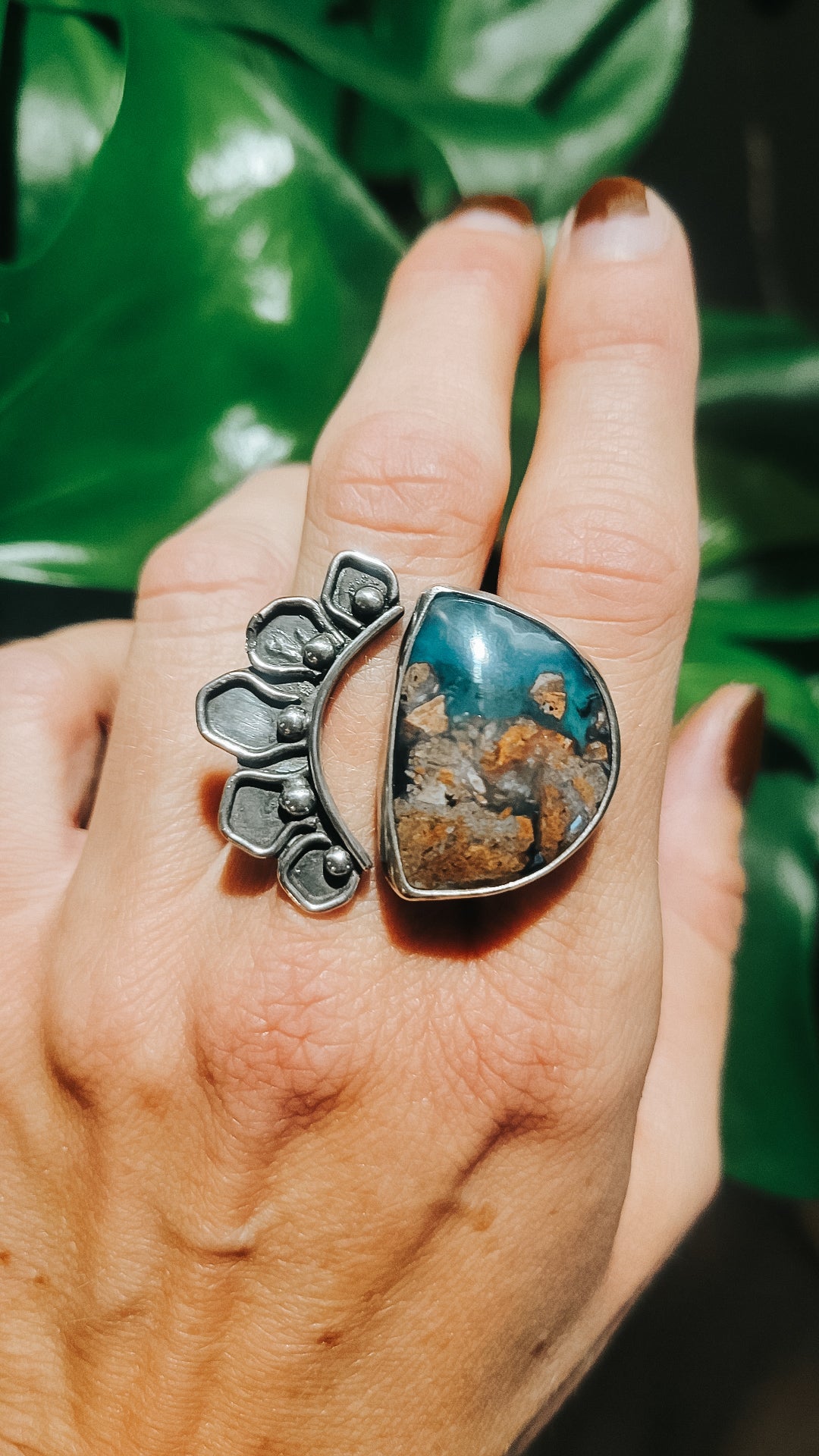 Blue Chelsedony Adjustable Ring