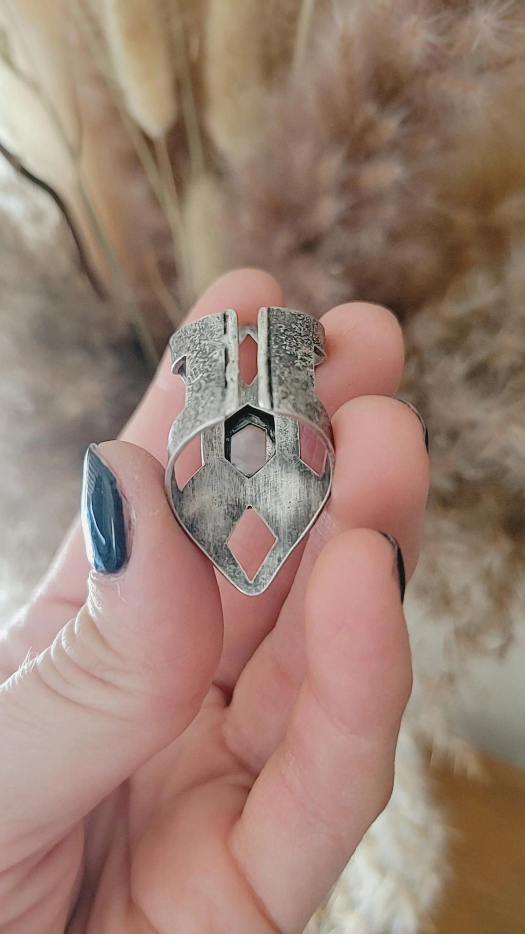 Moss Agate Shield Ring