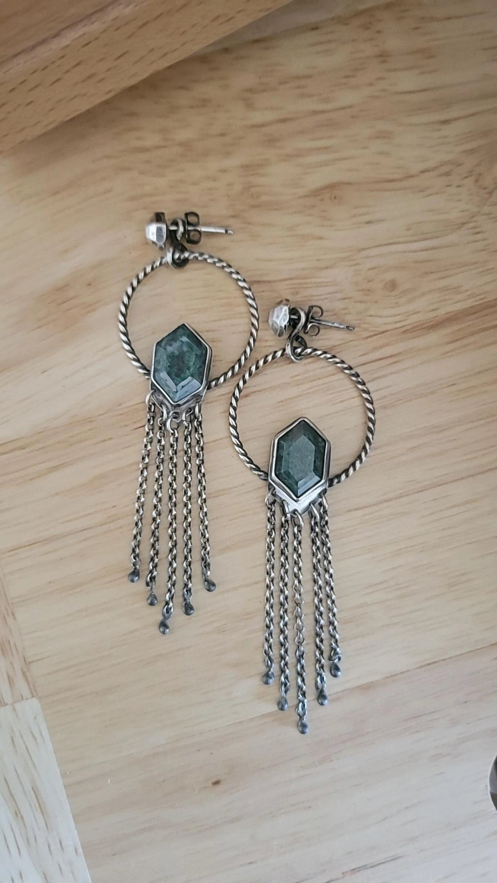 Moss Agate Ear Jackets