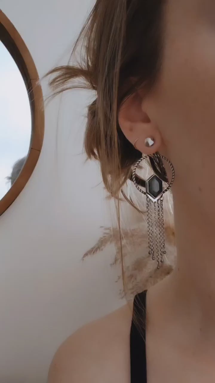 Moss Agate Ear Jackets